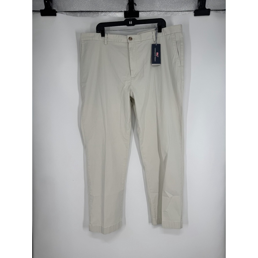 Vineyard Vines Breaker Pants Mens Size 42x30 Stone Chino Straight Leg Flat Front